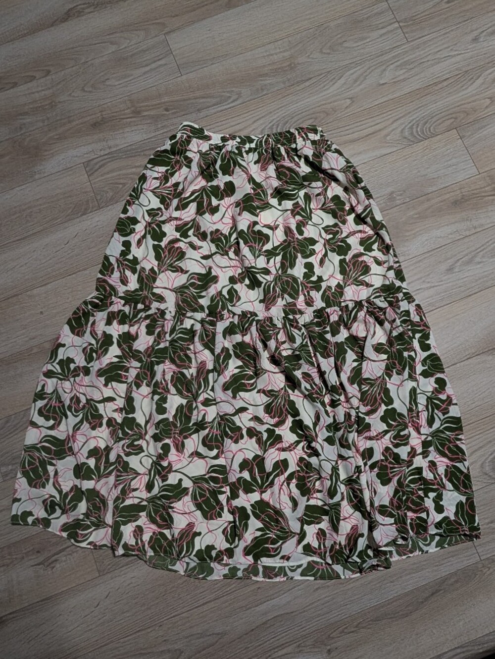 Parker Cream Maxi Skirt with Olive Green & Pink Floral Print